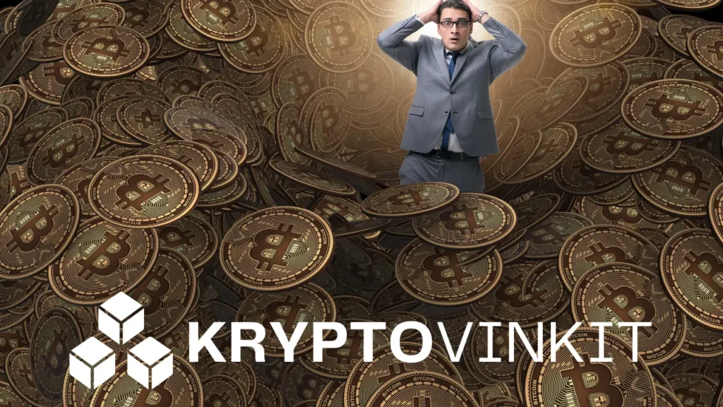 Kryptovaluutta huijaus kuva, jossa mies on järkyttyneenä menetettyään Bitcoininsa.